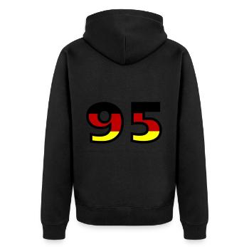 Maillot Allemagne numéro 95 - Veste à capuche bio Premium Unisexe - noir - Dos - Nico (187cm)