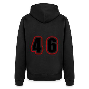 46 Number College - Unisex Premium Organic Zip Hoodie - black - Back - Nico (187cm)