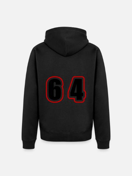 64 Number College - Unisex Premium Organic Zip Hoodie - black