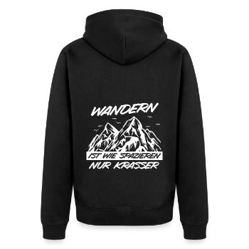 Wandern Spruch Trekking Fun Wanderfreunde Geschenk - Unisex Premium Bio Zip Hoodie - Schwarz - Hinten - Nico (187cm)