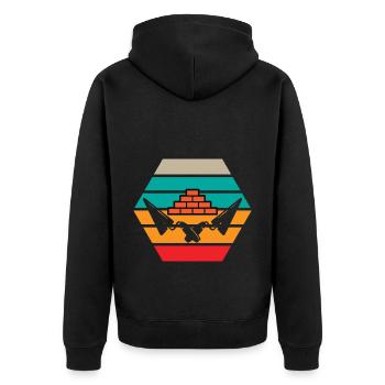 Maurer Retro - Unisex Premium Bio Zip Hoodie - Schwarz - Hinten - Nico (187cm)
