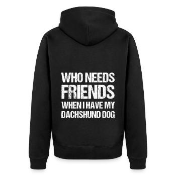 Dackel Dackel Dackel Mama Dackel Haustier - Unisex Premium Bio Zip Hoodie - Schwarz - Hinten - Nico (187cm)