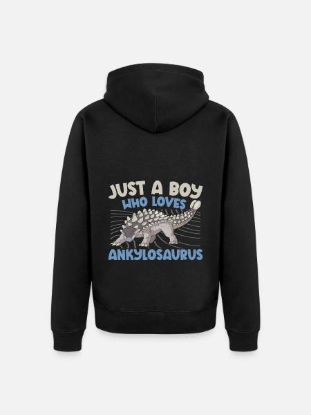 Just A Boy Who Loves Ankylosaurus Dinosaur Dino - Unisex Premium Organic Zip Hoodie - black