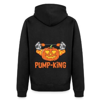 Halloween Bodybuilder Citrouille - Veste à capuche bio Premium Unisexe - noir - Dos - Nico (187cm)