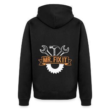 Husband man Mr fix it, he can fix everything - Unisex Premium Organic Zip Hoodie - black - Back - Nico (187cm)