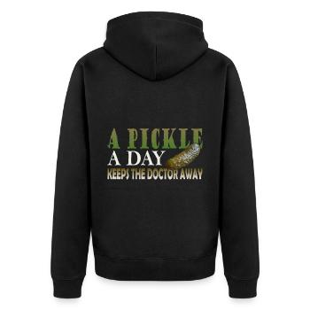 A Pickle a day keeps the Doctor away - Unisex Premium Organic Zip Hoodie - black - Back - Nico (187cm)