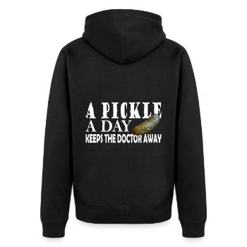 A Pickle a day keeps the Doctor away - Unisex Premium Organic Zip Hoodie - black - Back - Nico (187cm)