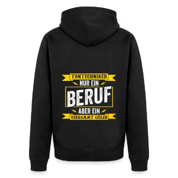 Toningenieur Tontechnik Tontechniker - Unisex Premium Bio Zip Hoodie - Schwarz - Hinten - Nico (187cm)