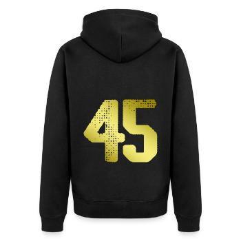 Maillot 45 Numéro - Veste à capuche bio Premium Unisexe - noir - Dos - Nico (187cm)