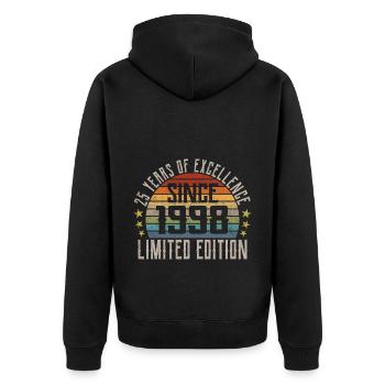 Limited Edition 1998 Geschenk Zum 25. Geburtstag - Unisex Premium Bio Zip Hoodie - Schwarz - Hinten - Nico (187cm)