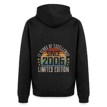Limited Edition 2006 Geschenk Zum 17. Geburtstag - Unisex Premium Bio Zip Hoodie - Schwarz - Hinten - Nico (187cm)