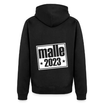 MALLE 2023 - Unisex Premium Organic Zip Hoodie - black - Back - Nico (187cm)