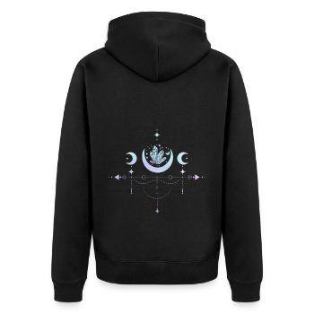 Pastell Goth Mond Witchy Halbmond - Unisex Premium Bio Zip Hoodie - Schwarz - Hinten - Nico (187cm)