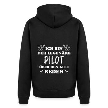 Pilot Lustige Spruch Flug Flugsport Pilot Geschenk - Unisex Premium Bio Zip Hoodie - Schwarz - Hinten - Nico (187cm)
