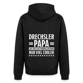 Drechsler Lustiger Spruch Job Drechsler Geschenk - Unisex Premium Bio Zip Hoodie - Schwarz - Hinten - Nico (187cm)