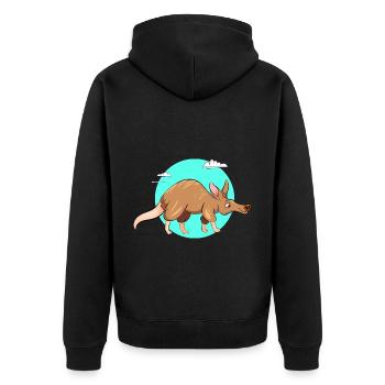 Aardvark - Unisex Premium Organic Zip Hoodie - black - Back - Nico (187cm)