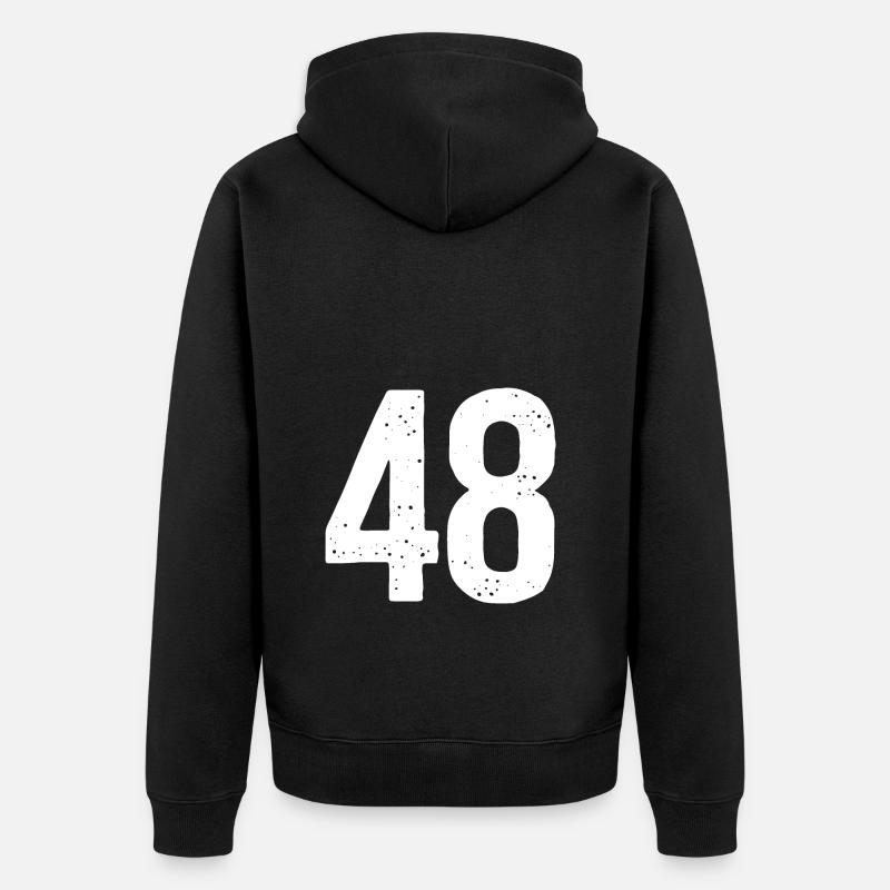 48 Numéros Blanc - Veste à capuche bio Premium Unisexe - noir