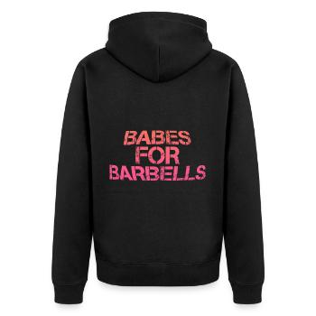Babes For Barbells 3 - Unisex Premium Bio Zip Hoodie - Schwarz - Hinten - Nico (187cm)