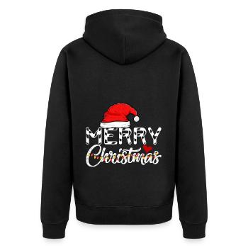 Weihnachtsmann Lebkuchen Rentier Winter - Unisex Premium Bio Zip Hoodie - Schwarz - Hinten - Nico (187cm)