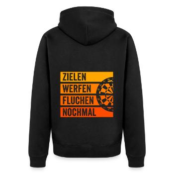 Lustige Darts und Dart Geschenke für Dartspieler - Unisex Premium Bio Zip Hoodie - Schwarz - Hinten - Nico (187cm)