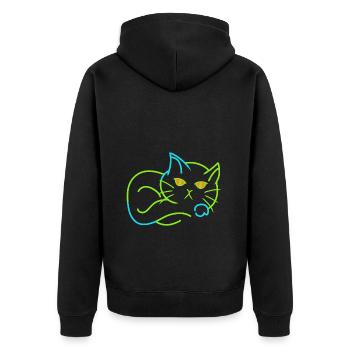 Vintage Katze Retro Stubentiger müde - Unisex Premium Bio Zip Hoodie - Schwarz - Hinten - Nico (187cm)