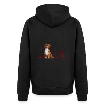 Heartbeat Gift for Dogs - Unisex Premium Organic Zip Hoodie - black - Back - Nico (187cm)