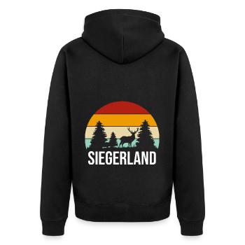 Siegerland Stadt Siegen Heimat Sejerlänner - Unisex Premium Bio Zip Hoodie - Schwarz - Hinten - Nico (187cm)