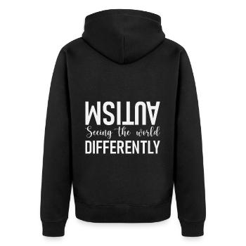 Autismus Autistisch - Unisex Premium Bio Zip Hoodie - Schwarz - Hinten - Nico (187cm)