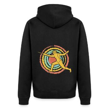 Fechten Retro - Unisex Premium Bio Zip Hoodie - Schwarz - Hinten - Nico (187cm)