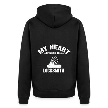 My heart belongs to a locksmith design - Unisex Premium Organic Zip Hoodie - black - Back - Nico (187cm)