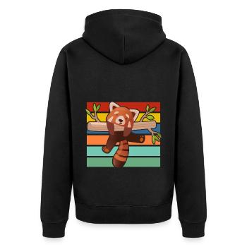 Roter Panda - Unisex Premium Bio Zip Hoodie - Schwarz - Hinten - Nico (187cm)