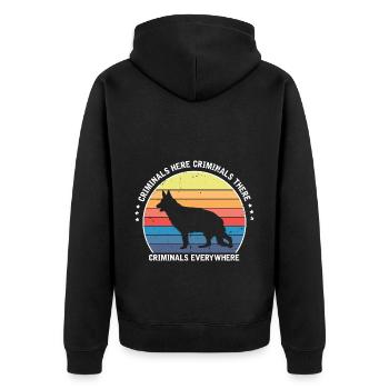 Militär Design Polizei Hund Deutscher Schäfer - Unisex Premium Bio Zip Hoodie - Schwarz - Hinten - Nico (187cm)