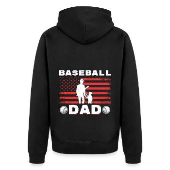 American Baseball Father Son - Unisex Premium Organic Zip Hoodie - black - Back - Nico (187cm)