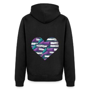 Lesen - Unisex Premium Bio Zip Hoodie - Schwarz - Hinten - Nico (187cm)