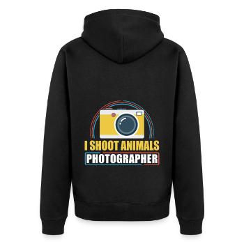 Photography Camera Lens I Shoot - Unisex Premium Bio Zip Hoodie - Schwarz - Hinten - Nico (187cm)