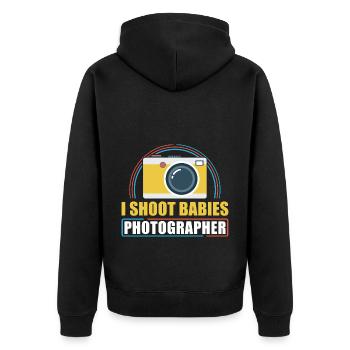 Photography Camera Lens I Shoot - Unisex Premium Bio Zip Hoodie - Schwarz - Hinten - Nico (187cm)