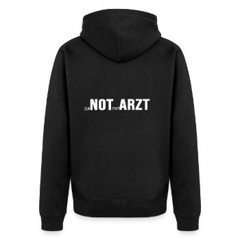 notarzt zur not fast arzt - Unisex Premium Bio Zip Hoodie - Schwarz - Hinten - Nico (187cm)