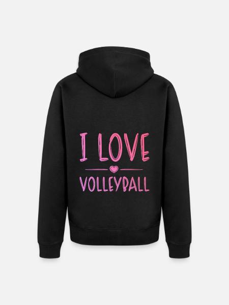 I love volleyball - Unisex Premium Organic Zip Hoodie - black