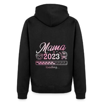 Expectant Mom 2023 Loading Pregnant Mother - Unisex Premium Organic Zip Hoodie - black - Back - Nico (187cm)