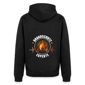Brandschutz Experte Herzschlag - Unisex Premium Bio Zip Hoodie - Schwarz - Hinten - Nico (187cm)