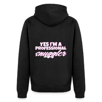 Yes, I'm A Professional Snuggler 4 - Unisex Premium Organic Zip Hoodie - black - Back - Nico (187cm)