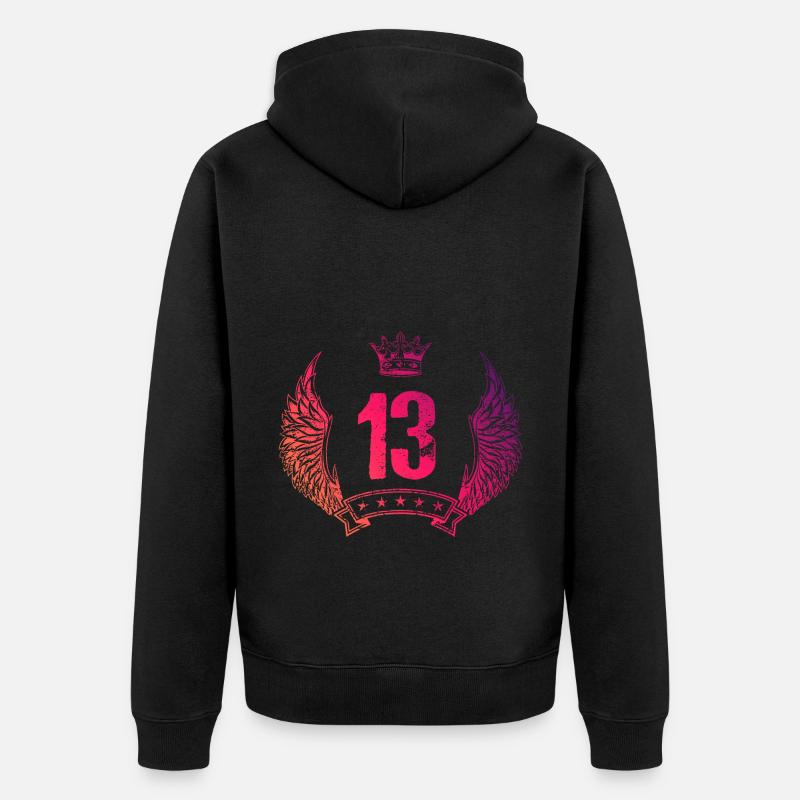 13 Couronne numérique - Veste à capuche bio Premium Unisexe - noir