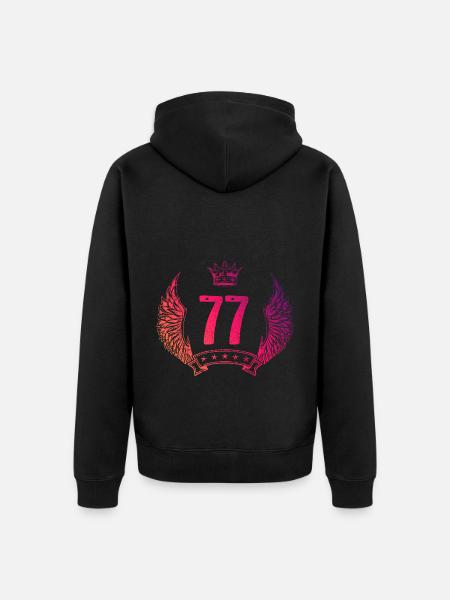 77 Zahl Krone - Unisex Premium Bio Zip Hoodie - Schwarz