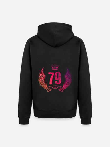 79 Zahl Krone - Unisex Premium Bio Zip Hoodie - Schwarz