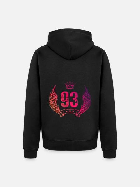 93 Number crown - Unisex Premium Organic Zip Hoodie - black