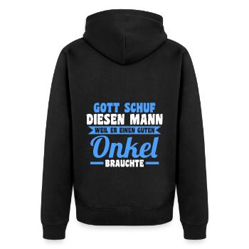 Patenonkel Pate Onkel - Unisex Premium Bio Zip Hoodie - Schwarz - Hinten - Nico (187cm)