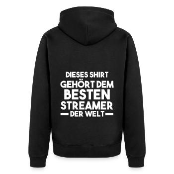 Gaming Zocken Zocker Gamer Streaming Streamer - Unisex Premium Bio Zip Hoodie - Schwarz - Hinten - Nico (187cm)