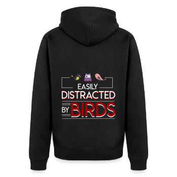 Easily Distracted By Birds Vogelliebhaber - Unisex Premium Bio Zip Hoodie - Schwarz - Hinten - Nico (187cm)