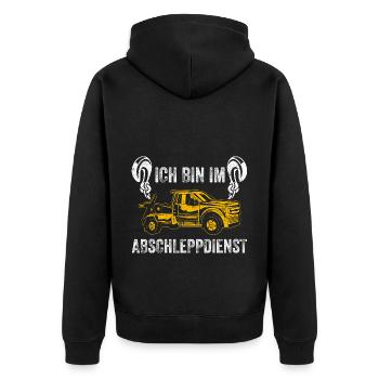 Ich Bin Im Abschleppdienst Abschlepper Geschenk - Unisex Premium Bio Zip Hoodie - Schwarz - Hinten - Nico (187cm)
