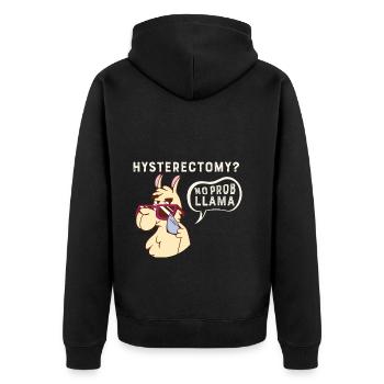 Hysterectomy No Probllama Uterus Removal Surgery - Unisex Premium Organic Zip Hoodie - black - Back - Nico (187cm)
